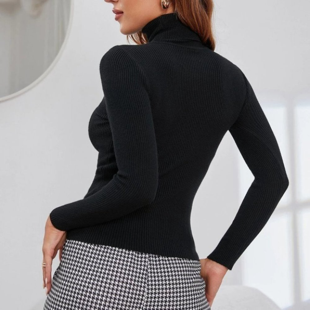black turtleneck sweater casual - Picture 5 of 5